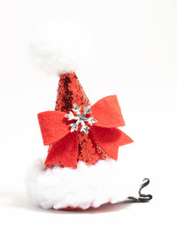 Red Sequin Santa Hat Hair Clip - link has visual effect only