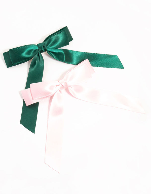 Green & Pink Double Loop Bows 2-Pack