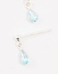 Sterling Silver Pear Shaped Blue Cubic Zirconia Drop Earrings - link has visual effect only