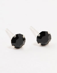 Sterling Silver Black Cubic Zirconia Stud Earrings - link has visual effect only