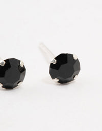 Sterling Silver Black Cubic Zirconia Stud Earrings - link has visual effect only