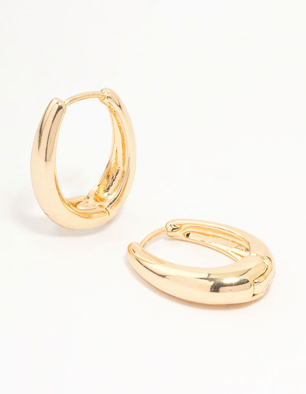 Gold Oval Clicker Hoop Earrings