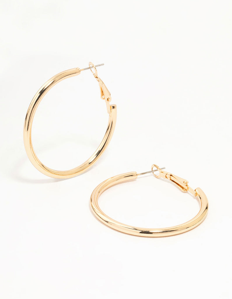 Gold Narrow Hinge Hoop Earrings - Lovisa