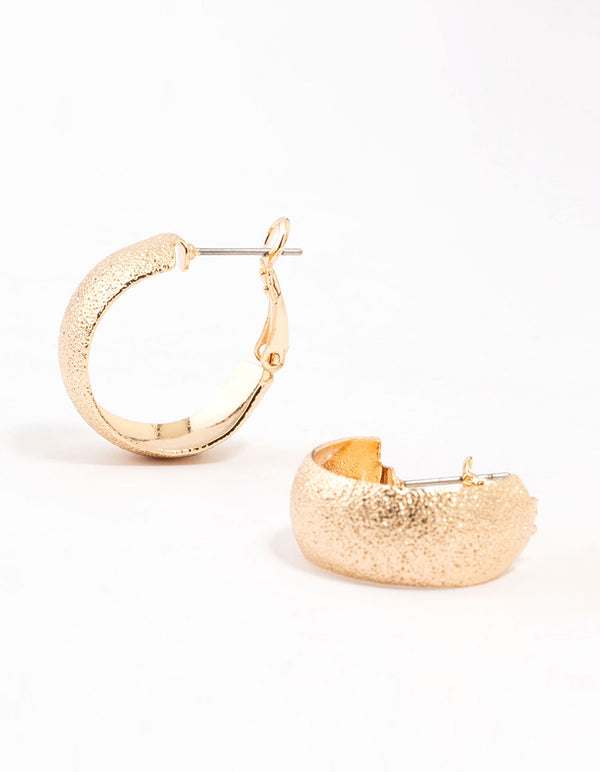 Gold Foil Wide Hinge Hoop Earrings