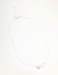 Silver Solid Heart Link Necklace - link has visual effect only