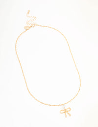 Gold Twisted Diamante Bow Chain Necklace - link has visual effect only