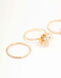 Gold Diamante Wire Flower Rings 3-Pack - link has visual effect only