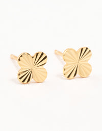 Gold Plated Sterling Silver Ribbed Clover Stud Earrings - link has visual effect only