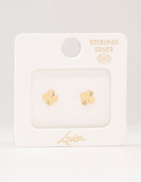 Gold Plated Sterling Silver Ribbed Clover Stud Earrings - link has visual effect only