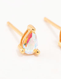 Gold Plated Sterling Silver Pear Cubic Zirconia Stud Earrings - link has visual effect only