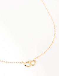 Gold Plated Sterling Silver Double Heart Cubic Zirconia Necklace - link has visual effect only