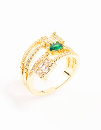 Gold Mixed Shape Green Cubic Zirconia Wrapped Ring - link has visual effect only