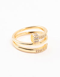 Gold Plated Cubic Zirconia Nail Wrapped Ring - link has visual effect only