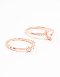 Rose Gold Plated Elegant Pear Stacking Rings 3-Pack - link has visual effect only