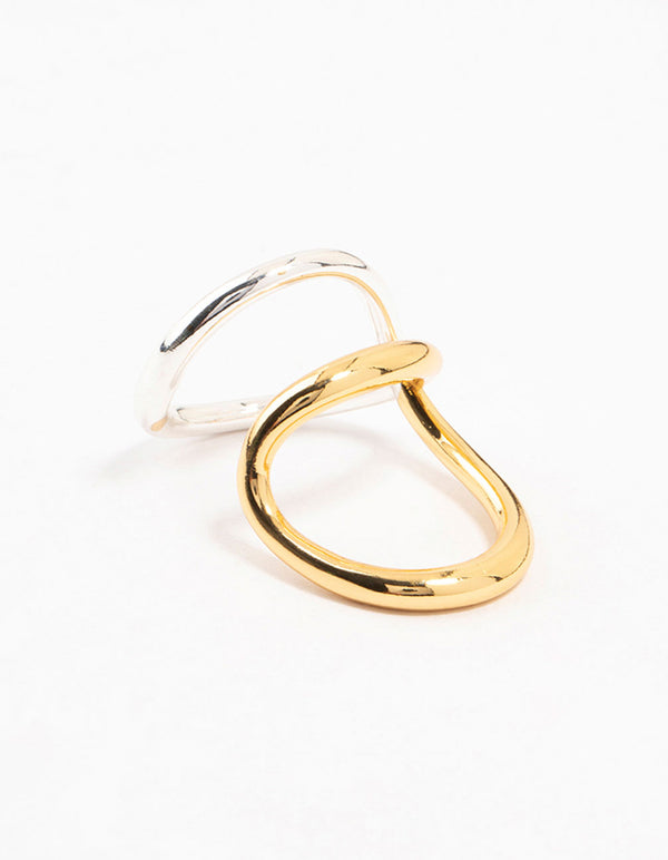 Mixed Metals Elongated Wrapped Ring