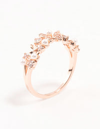 Rose Gold Plated Butterfly Pearl Band Ring - link has visual effect only