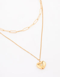 Waterproof Gold Plated Stainless Steel Heart Layered Pendant Necklace - link has visual effect only