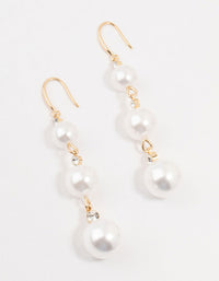 Gold Diamante Pearl Drop Earrings - link has visual effect only