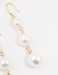 Gold Diamante Pearl Drop Earrings - link has visual effect only