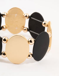 Black & Gold Oval Disc Stretch Bracelet - link has visual effect only