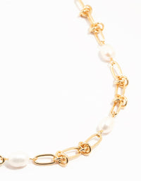 Gold Plated Freshwater Pearl & Knotted Necklace - link has visual effect only