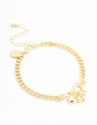 Gold Plated Brass Bow With Heart Charm Toggle Bracelet - link has visual effect only