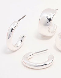 Silver Plated Chunky Hoop Earrings 3-Pack - link has visual effect only