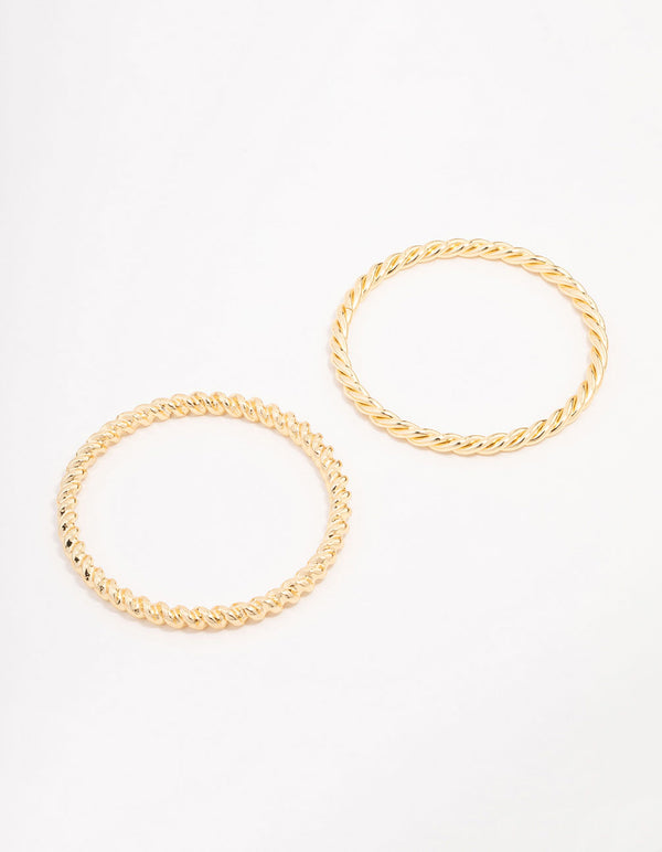 Gold Plated Twisted Bangles 2-Pack