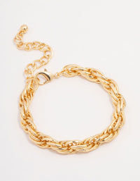 Gold Plated Chunky Rope Chain Bracelet - link has visual effect only