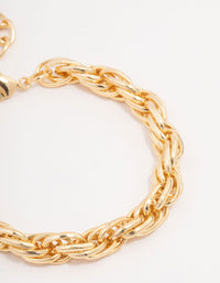 Gold Plated Chunky Rope Chain Bracelet - link has visual effect only