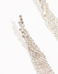 Twisted Diamante Cup Chain Drop Silver Earrings - link has visual effect only