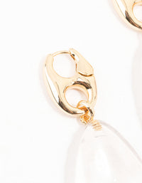 Gold Clear Abstract Drop Earrings - link has visual effect only