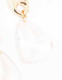 Gold Clear Abstract Drop Earrings - link has visual effect only