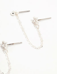 Silver Plated Brass  Flower & Chain Earrings 3-Pack - link has visual effect only