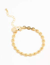 Gold Plated Brass Classic Braided Toggle Bracelet - link has visual effect only