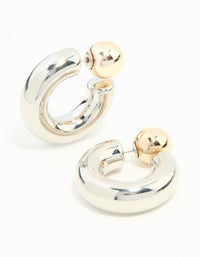 Mixed Metals Chunky Ball Hoop Earrings - link has visual effect only