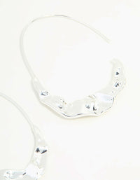 Silver Oval Molten Hoop Earrings - link has visual effect only