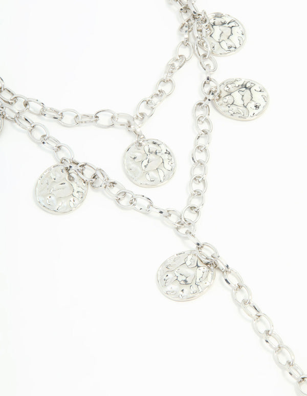 Silver Crushed Coin Layered Necklace