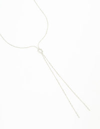 Rhodium Dainty Y-Necklace - link has visual effect only