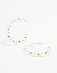 Rose Gold Ball & Pearl Hoop Earrings - link has visual effect only