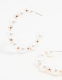 Rose Gold Ball & Pearl Hoop Earrings - link has visual effect only