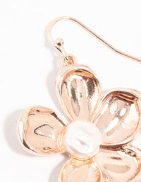 Rose Gold Flower Pearl Drop Earrings - link has visual effect only