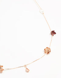 Rose Gold & Red Flowers Large Necklace - link has visual effect only