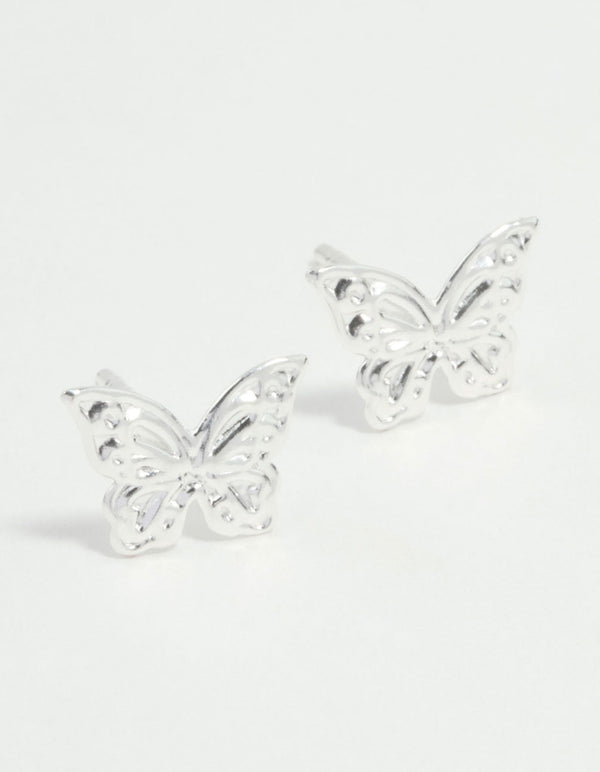 Sterling Silver Butterfly Stud Earrings