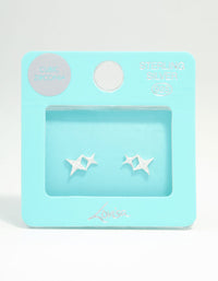 Sterling Silver Cubic Zirconia Double Star Stud Earrings - link has visual effect only