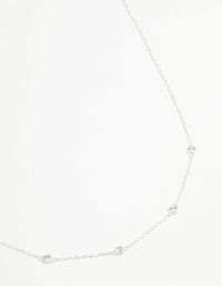 Sterling Silver Circle Cubic Zirconia  Chain Necklace - link has visual effect only