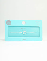 Sterling Silver Infinity & Cubic Zirconia Heart Link Bracelet - link has visual effect only