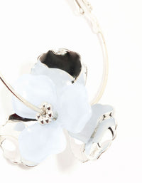 Rhodium & Blue Flower Hoop Drop Earrings - link has visual effect only