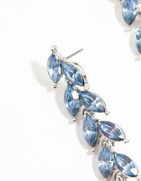 Silver Petal Blue Leaf Diamante Drop Earrings - link has visual effect only