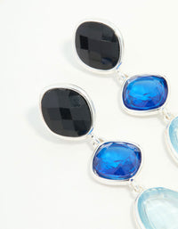 Mixed Shape Blue & Black Diamante Drop Earrings - link has visual effect only